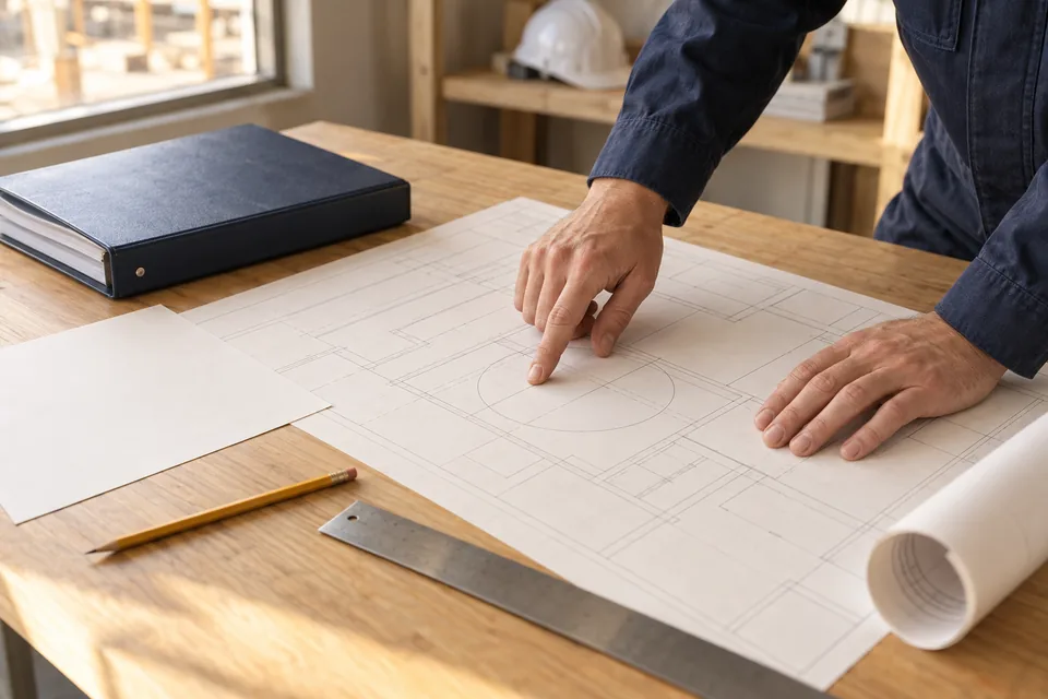 Illustrative construction business scene